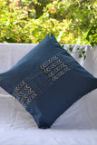 Porgai 'Living Coral B' Hand Embriodered Set of 5 Cotton Cushion Covers Beige & Blue (Set of 5)