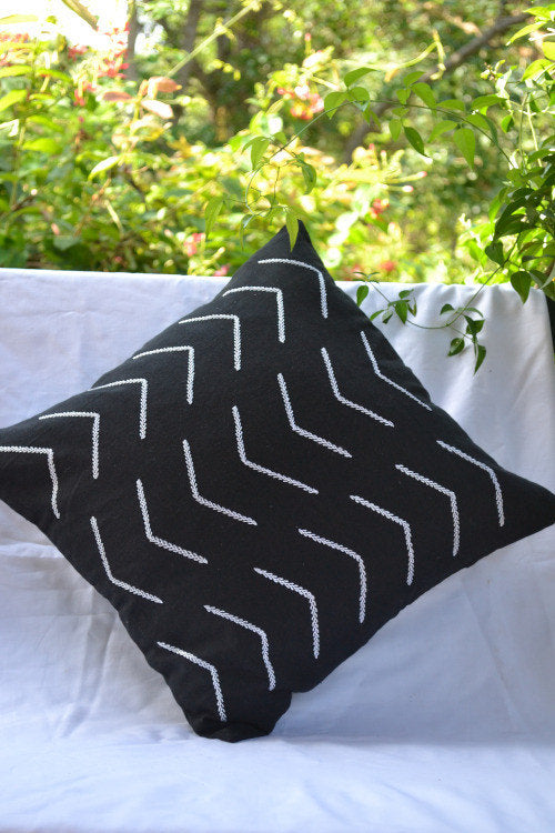 Porgai Night And Day "Geometry" Hand Embroidered Cushion Cover