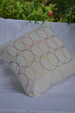 Porgai 'Rainbow' Hand Embriodered Set of 4 Cotton Cushion Covers White (Set of 4)