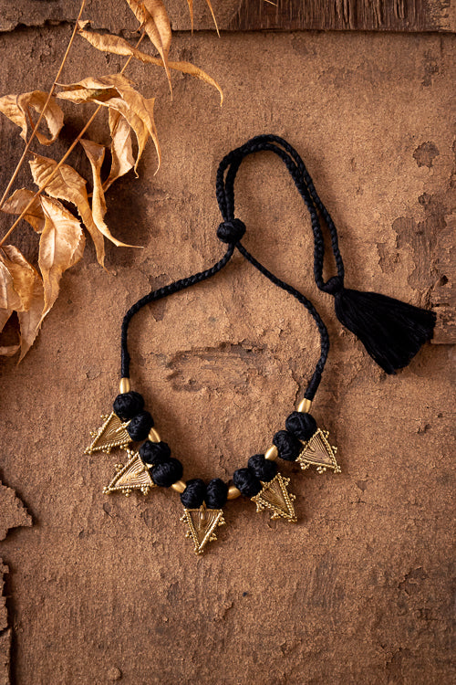 Miharu Handmade Black triangle Choker Necklace