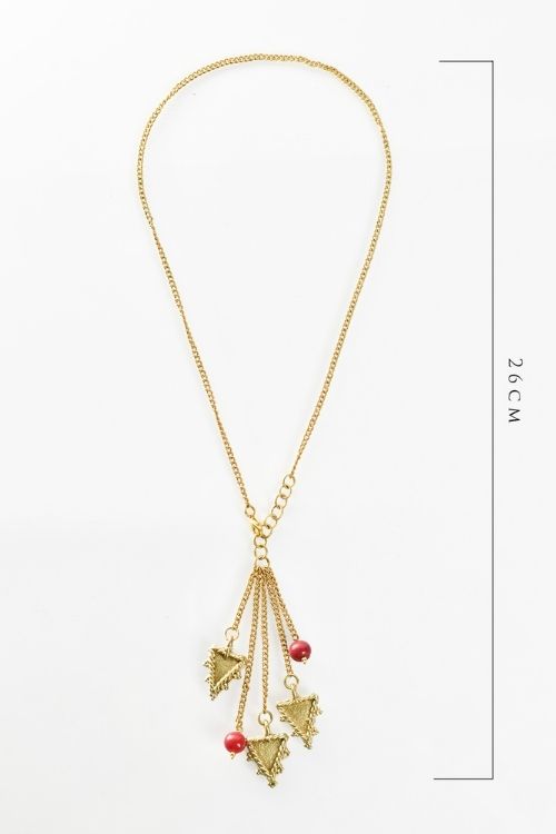 Miharu Dokra Triangle Brass Chain Necklace