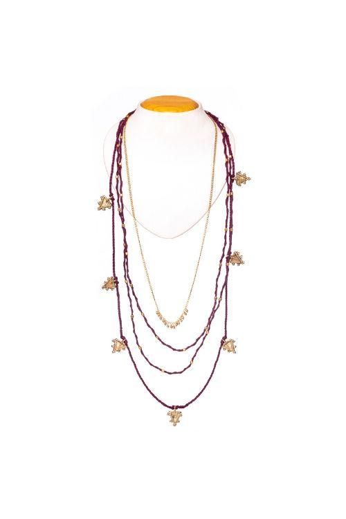 Miharu Mulltilayered Thread and brass Necklace