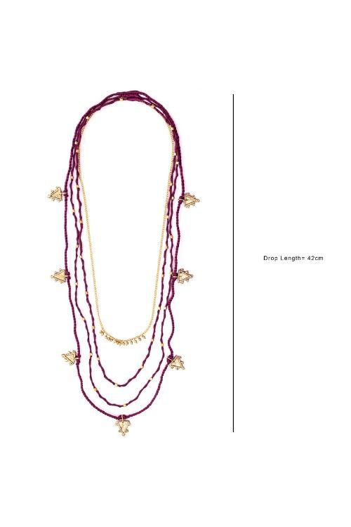 Miharu Mulltilayered Thread and brass Necklace