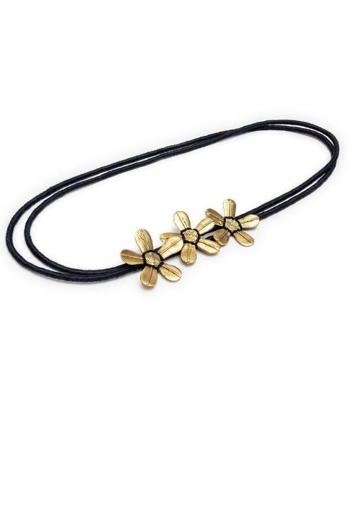 Miharu Black Assymetrical Floral Necklace