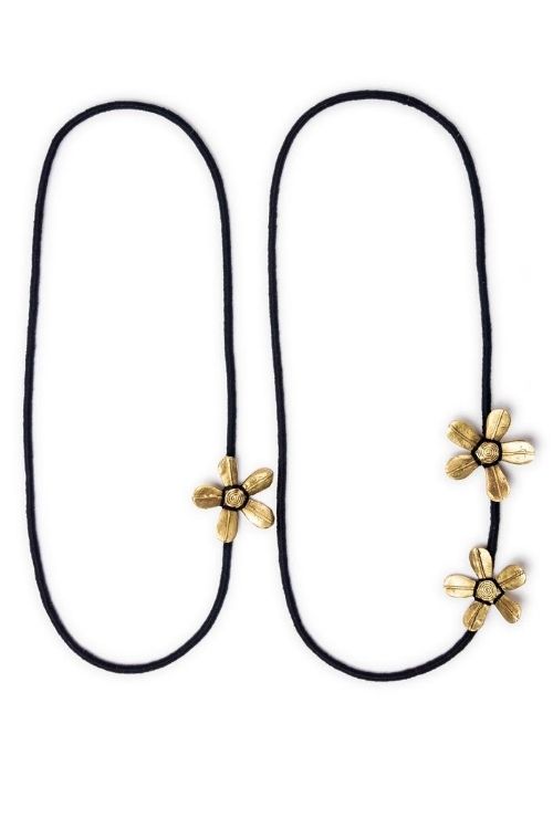 Miharu Black Assymetrical Floral Necklace