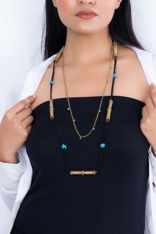 Miharu Dokra Pipe Double Layered Necklace