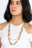 Miharu Dokra Golden Brass Bead Layer Necklace