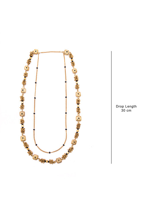 Miharu Dokra Golden Brass Bead Layer Necklace CD1950b