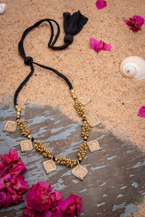 Miharu Square Dhokra Coated Choker