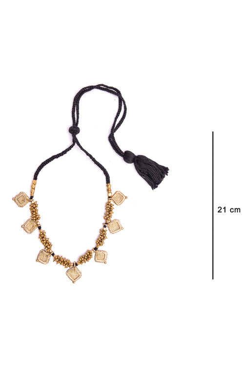 Miharu Square Dhokra Coated Choker