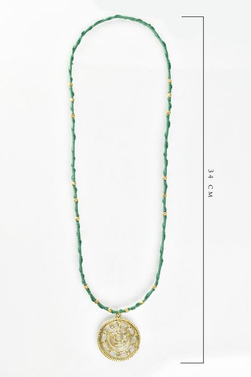 Miharu Green Long Octa Beaded Necklace