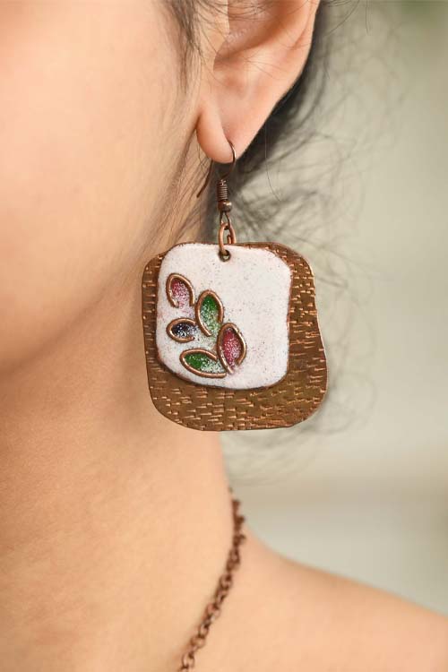 EkiBeki Elements- Phyllo Earrings in Copper Enamel