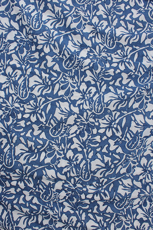 Creative Bee 'BIRD' Natural Dyed Block Printed Cotton Fabric X 0.50 Meter