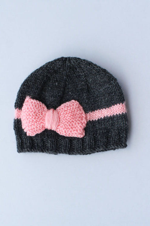 Ajoobaa "Bow" Handmade Knitted Winterwear Cap For Kids