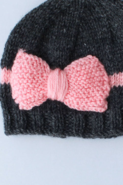 Ajoobaa "Bow" Handmade Knitted Winterwear Cap For Kids