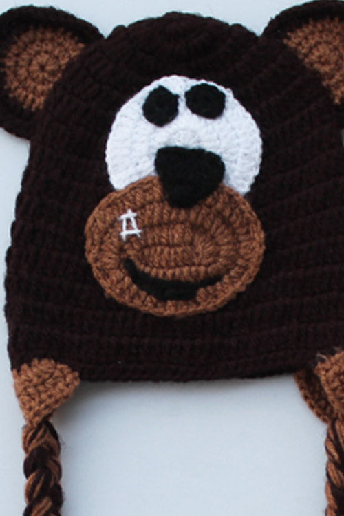Ajoobaa "Bear Face" Handmade Crochet Braided Kids Beanie