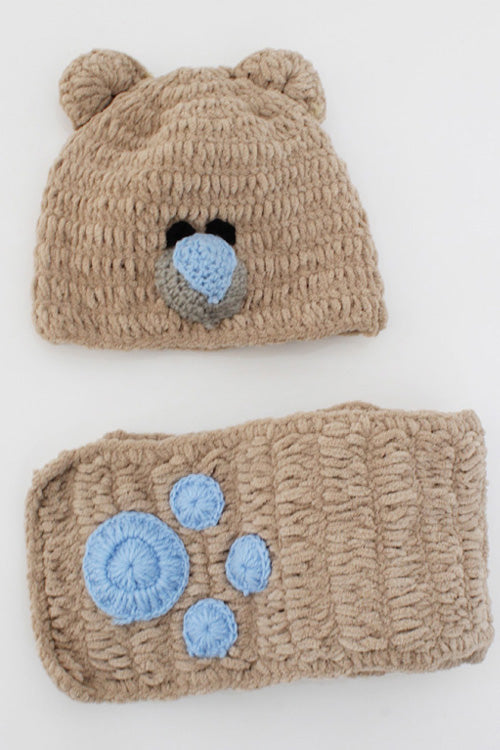 Ajoobaa "Bear" Handmade Knitted Cap with Muffler For Kids