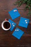 The Good Gift Set Of 4 Coasters, Damini, Embroidery, Blue