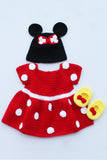 Ajoobaa "Polka Dot" Frock With Cap And Booties For Girls