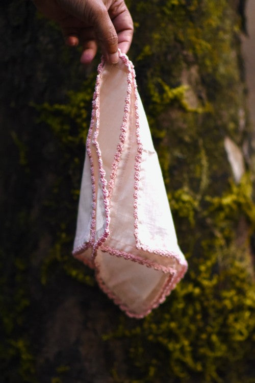 The Good Gift, Set Of 2 Handkerchief, Riya, Crochet, Pink