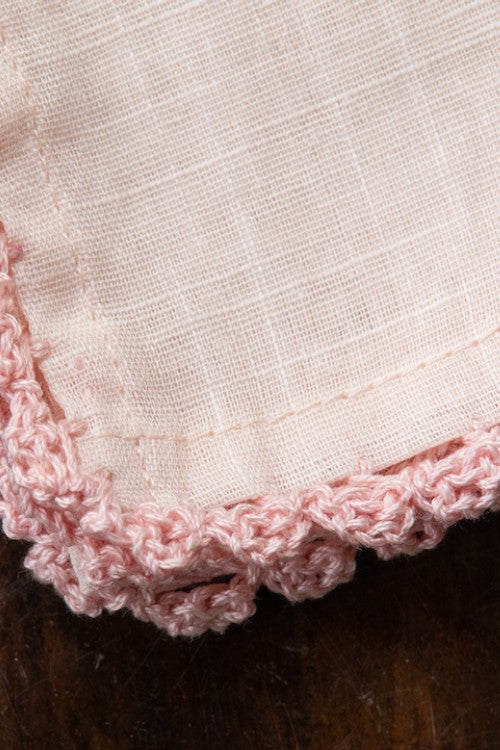 The Good Gift, Set Of 2 Handkerchief, Riya, Crochet, Pink