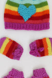Woonie "Striped Heart Applique" Pom-Pom Handmade Cap Set