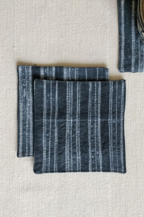 Leera Shibori Grey Stripes Coasters (Set of 4)