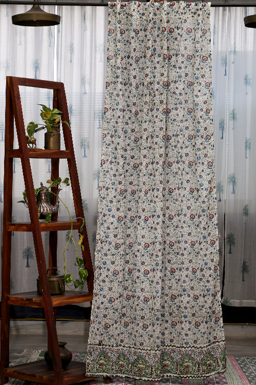 SootiSyahi 'Floral Blossom' Handblock Printed Cotton DoorCurtain