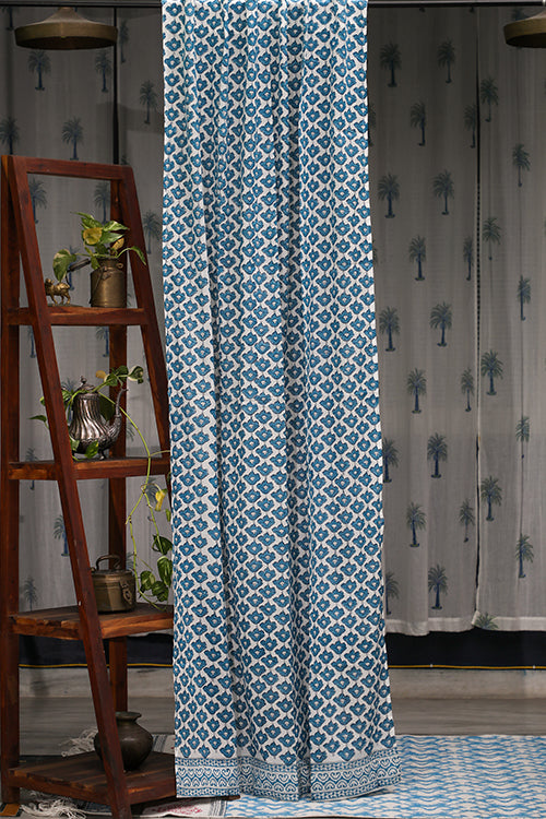 SootiSyahi 'Climbing Lotus' Handblock Printed Cotton DoorCurtain