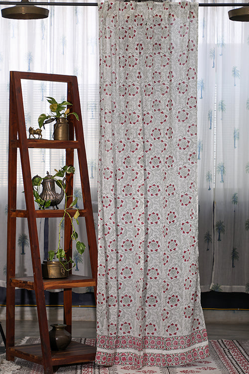 SootiSyahi 'Floral Chakras' Handblock Printed Cotton DoorCurtain