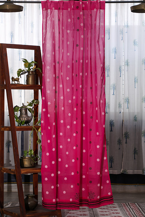 SootiSyahi 'Pink Glow' Handblock Printed Cotton DoorCurtain