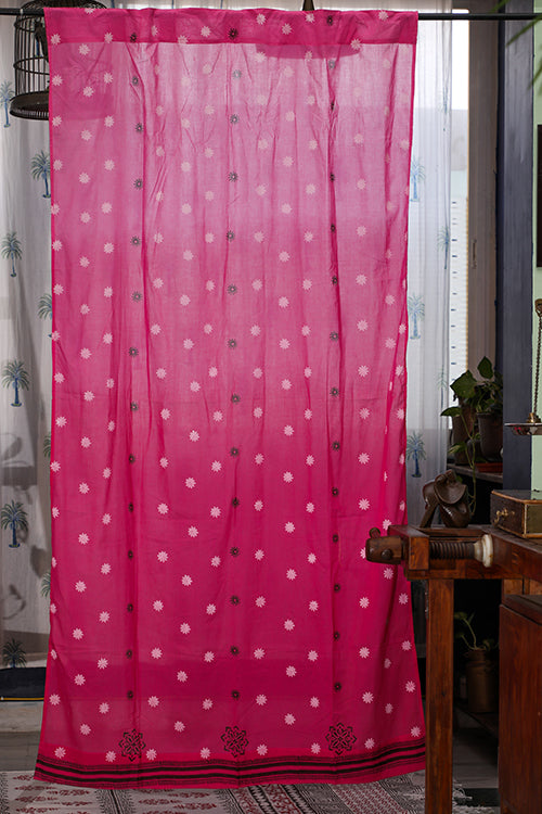 SootiSyahi 'Pink Glow' Handblock Printed Cotton DoorCurtain