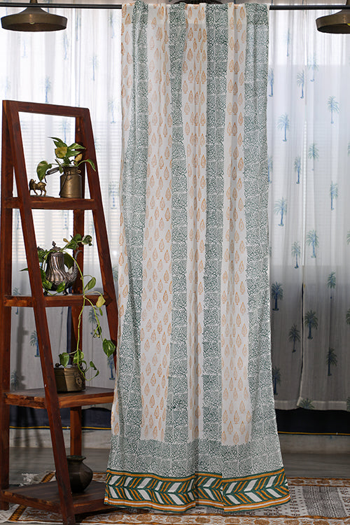 SootiSyahi 'Garden Beauty' Handblock Printed Cotton DoorCurtain