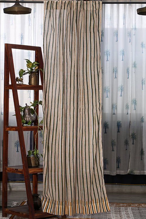 SootiSyahi 'Rising Ferns' Handblock Printed Cotton DoorCurtain