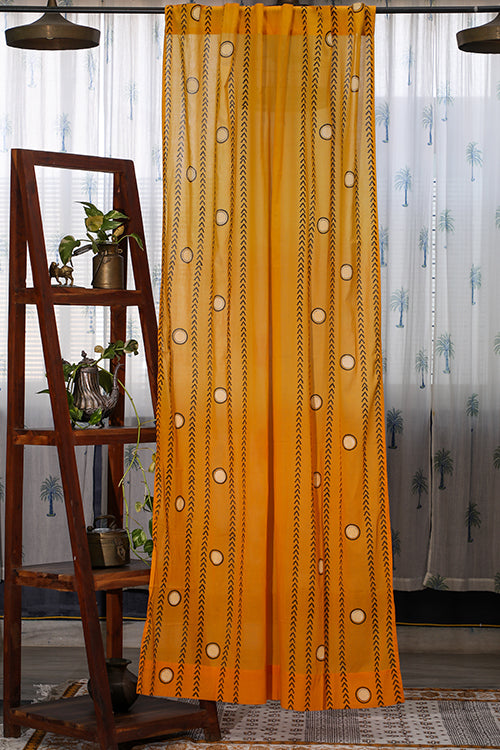 SootiSyahi 'Pastel Polka' Handblock Printed Cotton DoorCurtain