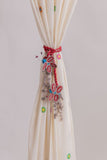 Samoolam Handmade Crochet Curtain Tie Backs Pair-Kono Red & Metallic Dragonfly