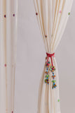 Samoolam Handmade Crochet Curtain Tie Backs Set Kono Multicolour Flower Bead Tassel