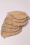 Samoolam Handmade Crochet Ziba Leaf Coasters Silver Beige