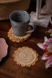 Samoolam Handmade Crochet Ziba Round Coasters Copper Beige
