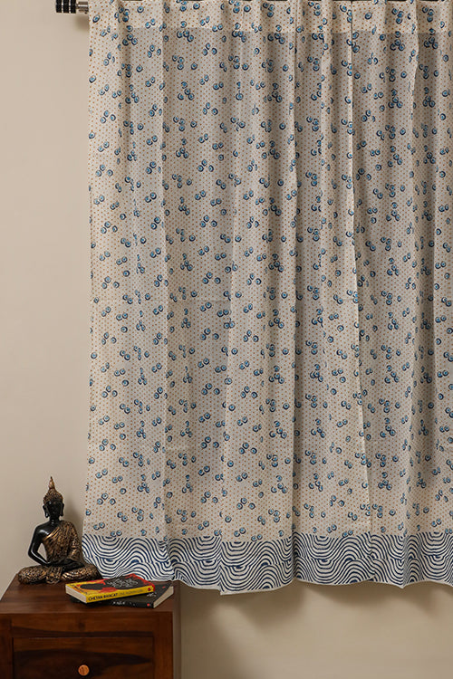 Sootisyahi 'Dancing Bubbles' Handblock Printed Voile Cotton Curtain