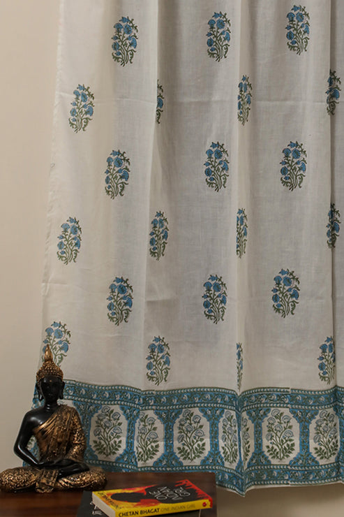 SootiSyahi 'Floral Chakras' Handblock Printed Cotton Door Curtain