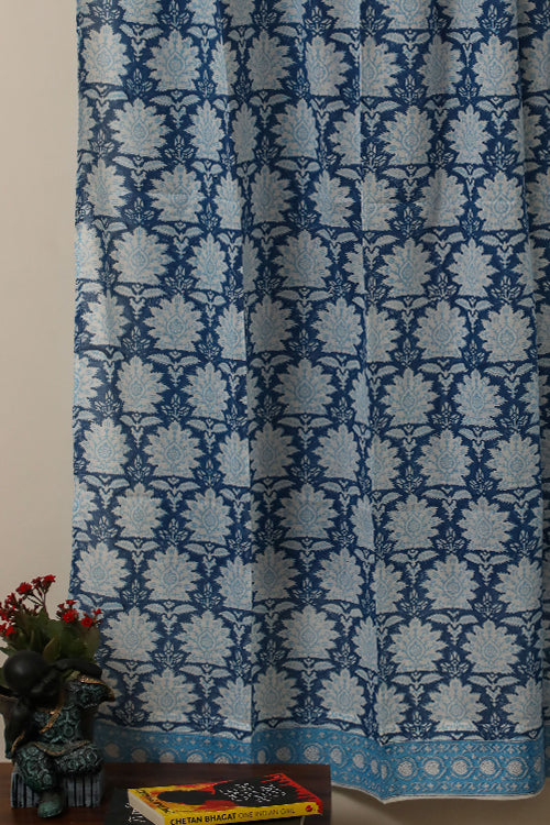Sootisyahi 'Sky Blossom' Handblock Printed Voile Cotton Curtain-51