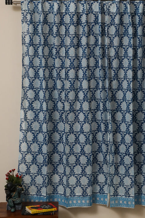 Sootisyahi 'Sky Blossom' Handblock Printed Voile Cotton Curtain-51