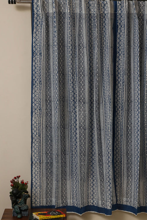 Sootisyahi 'Sky Blossom' Handblock Printed Voile Cotton Curtain-52