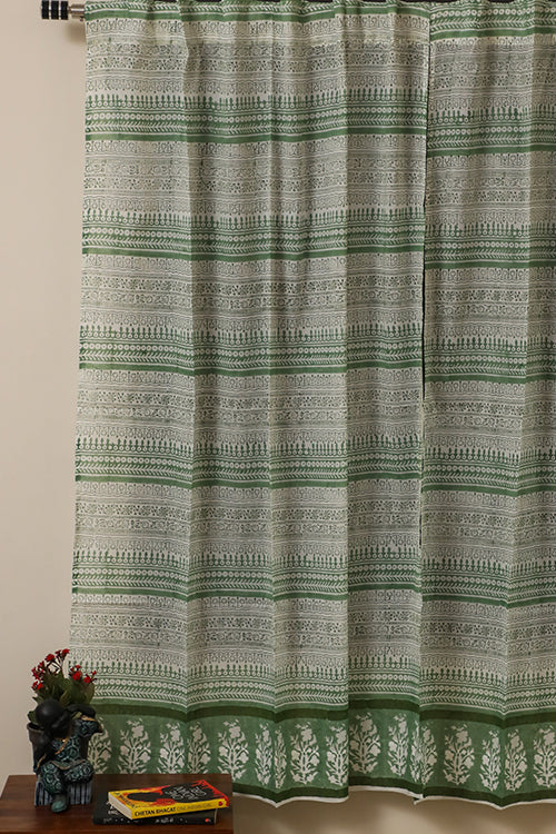 Sootisyahi 'Floral Blossom' Handblock Printed Voile Cotton Curtain-53