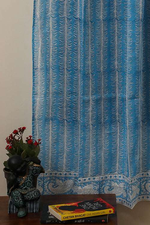 Sootisyahi 'Sky Weed' Handblock Printed Voile Cotton Curtain