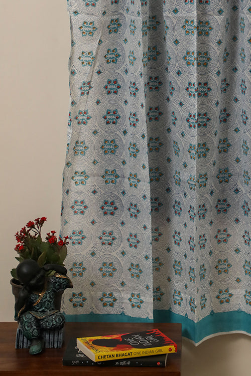 Sootisyahi 'Sparkling Stars' Handblock Printed Voile Cotton Curtain-57