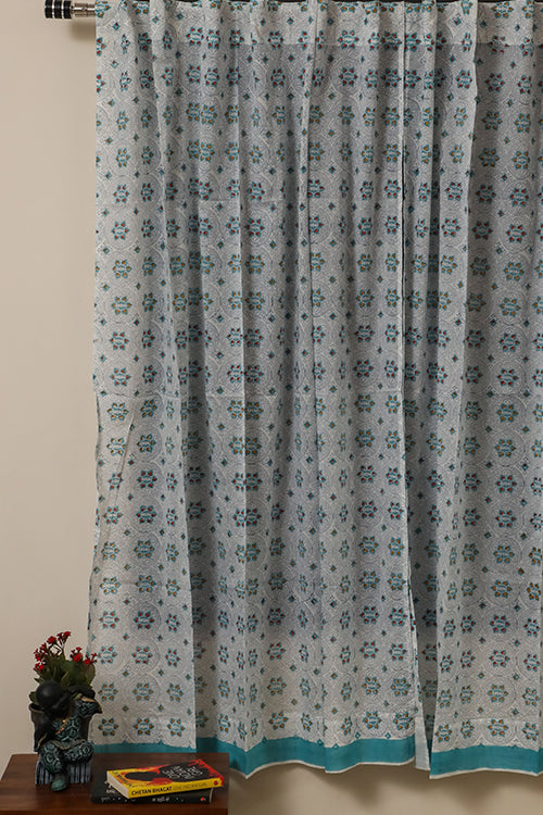 Sootisyahi 'Sparkling Stars' Handblock Printed Voile Cotton Curtain-57