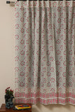 Sootisyahi 'Floral Blossom' Handblock Printed Voile Cotton Curtain