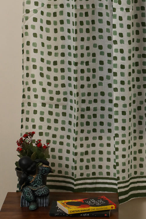 Sootisyahi 'Flowering Checks' Printed Voile Cotton Curtain